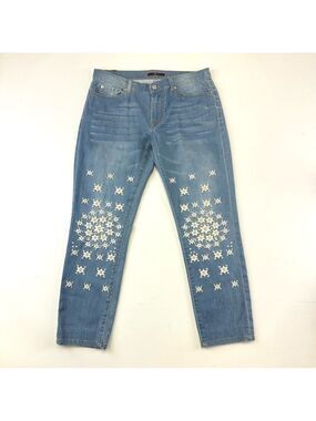 7 for All Mankind low rise embroidered jeans Size 28in cotton distressed Boho